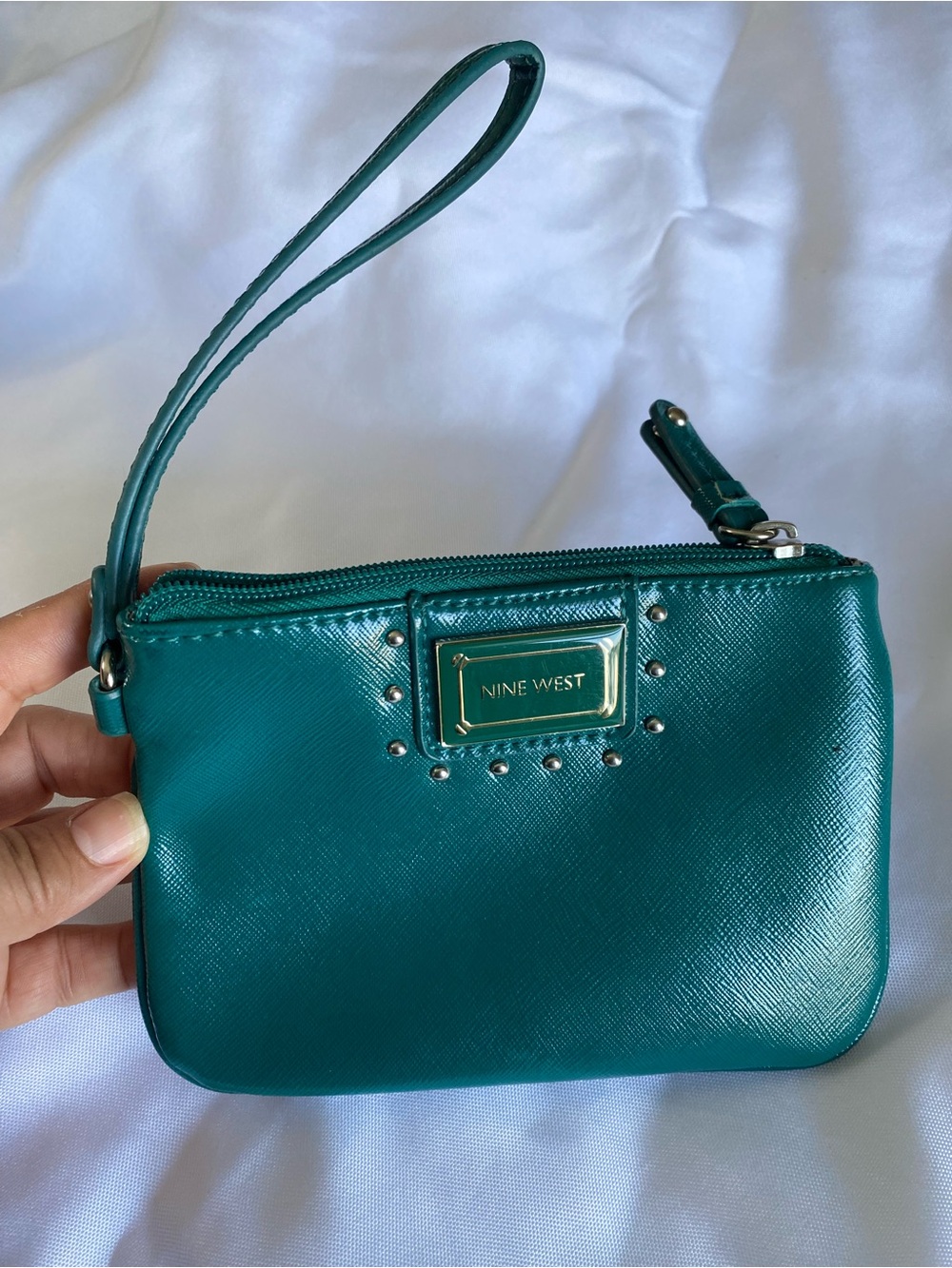 Nine West Teal Wristlet with Studded Plaque